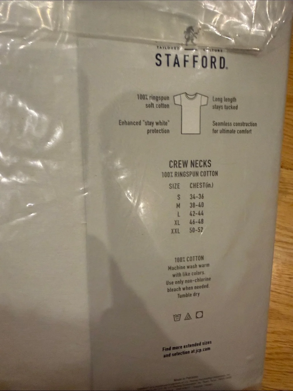 Stafford White Crew Neck T-Shirts - 4 Pack size XL